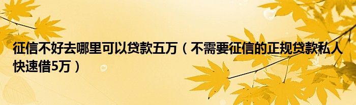 征信不好去哪里可以贷款五万（不需要征信的正规贷款私人快速借5万）