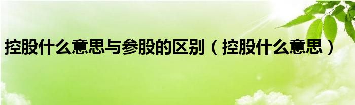 控股什么意思与参股的区别（控股什么意思）