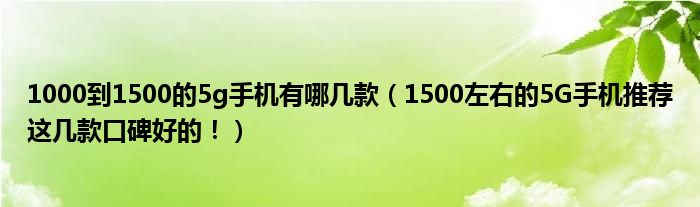 1000到1500的5g手机有哪几款（1500左右的5G手机推荐这几款口碑好的！）