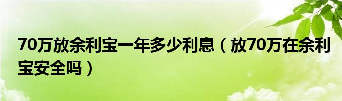 70万放余利宝一年多少利息（放70万在余利宝安全吗）