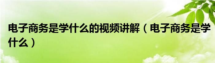 电子商务是学什么的视频讲解（电子商务是学什么）