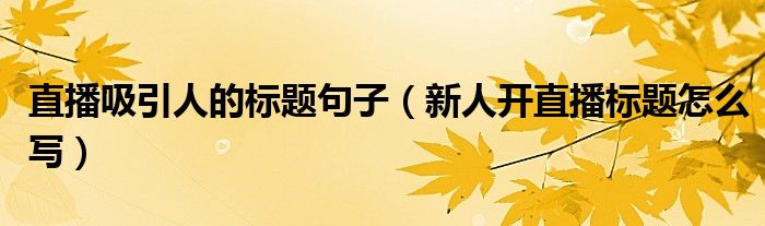 直播吸引人的标题句子（新人开直播标题怎么写）