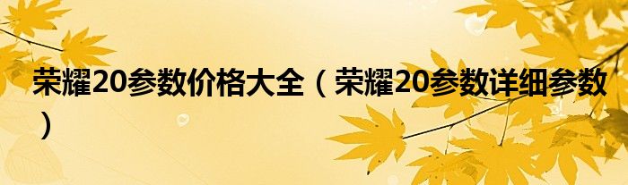 荣耀20参数价格大全（荣耀20参数详细参数）