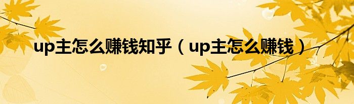 up主怎么赚钱知乎（up主怎么赚钱）