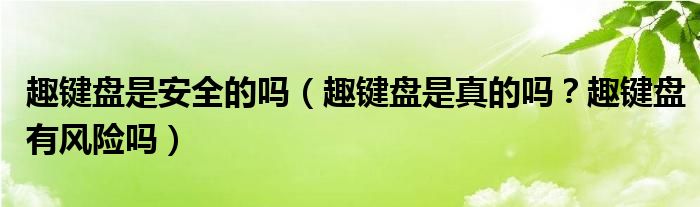 趣键盘是安全的吗（趣键盘是真的吗？趣键盘有风险吗）