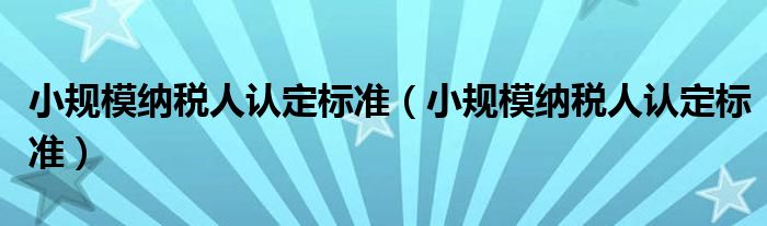 小规模纳税人认定标准（小规模纳税人认定标准）