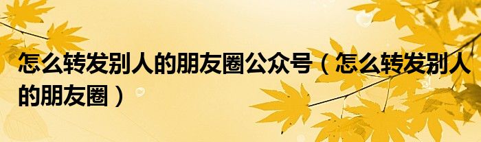 怎么转发别人的朋友圈公众号（怎么转发别人的朋友圈）