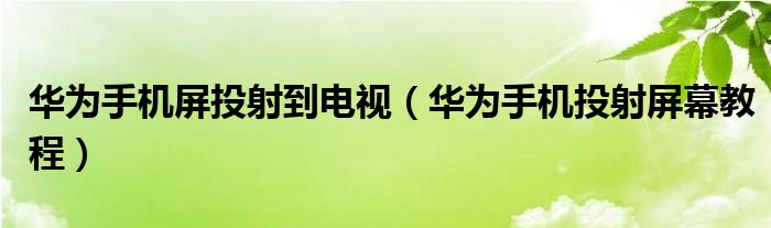 华为手机屏投射到电视（华为手机投射屏幕教程）