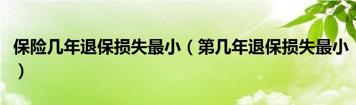 保险几年退保损失最小（第几年退保损失最小）