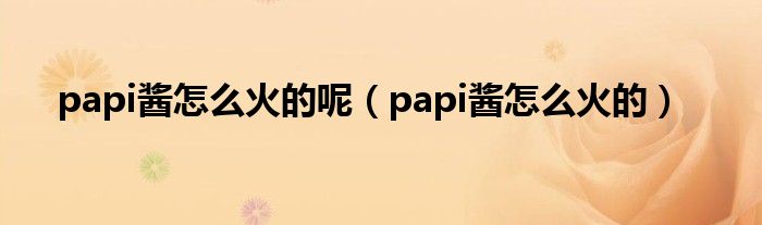 papi酱怎么火的呢（papi酱怎么火的）