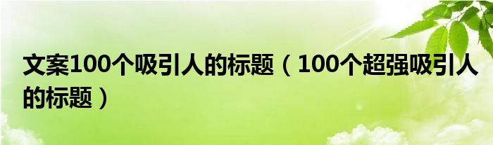 文案100个吸引人的标题（100个超强吸引人的标题）