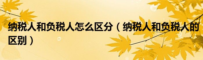 纳税人和负税人怎么区分（纳税人和负税人的区别）