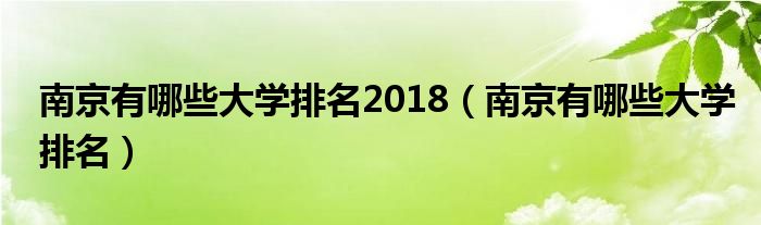 南京有哪些大学排名2018（南京有哪些大学排名）