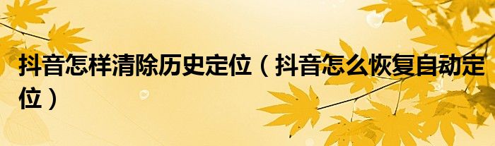 抖音怎样清除历史定位（抖音怎么恢复自动定位）