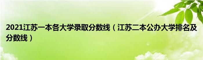 2021江苏一本各大学录取分数线（江苏二本公办大学排名及分数线）