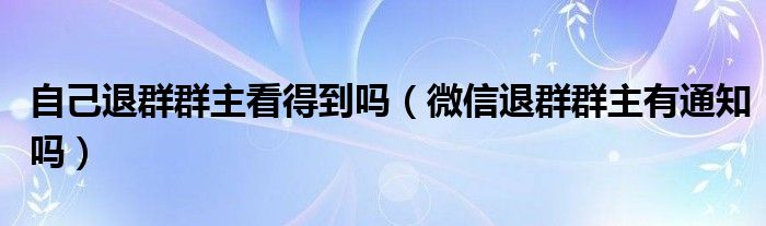 自己退群群主看得到吗（微信退群群主有通知吗）