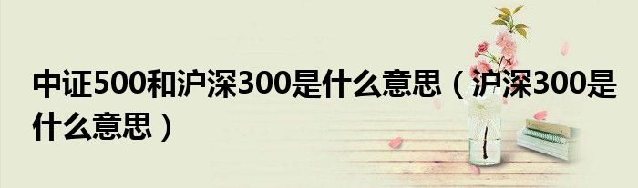 中证500和沪深300是什么意思（沪深300是什么意思）