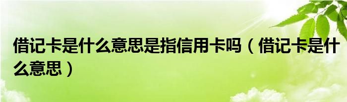 借记卡是什么意思是指信用卡吗（借记卡是什么意思）