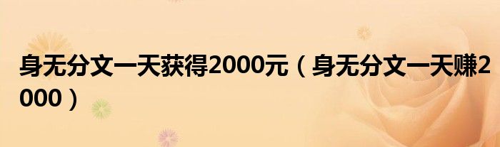 身无分文一天获得2000元（身无分文一天赚2000）