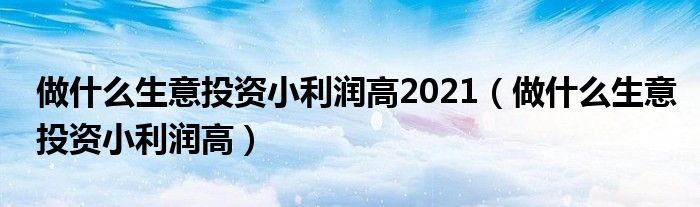 做什么生意投资小利润高2021（做什么生意投资小利润高）