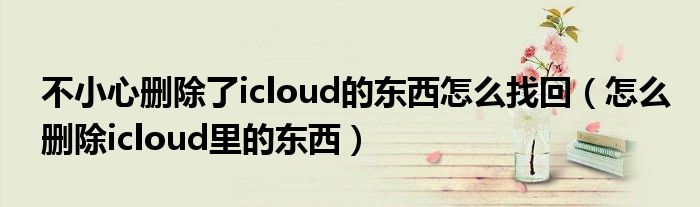 不小心删除了icloud的东西怎么找回（怎么删除icloud里的东西）