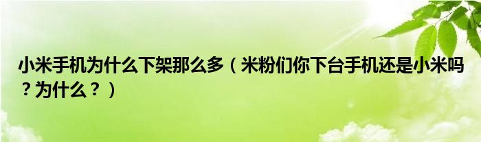 小米手机为什么下架那么多（米粉们你下台手机还是小米吗？为什么？）