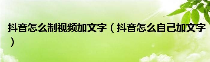 抖音怎么制视频加文字（抖音怎么自己加文字）