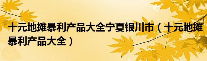 十元地摊暴利产品大全宁夏银川市（十元地摊暴利产品大全）