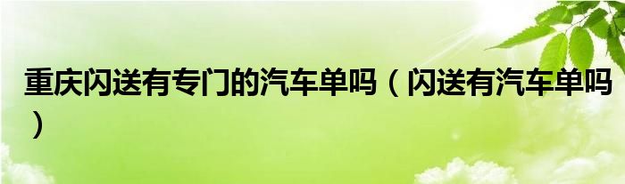 重庆闪送有专门的汽车单吗（闪送有汽车单吗）