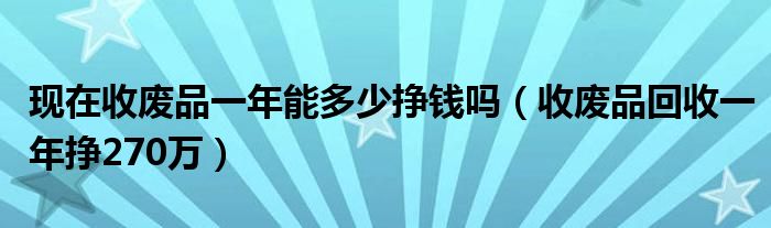 现在收废品一年能多少挣钱吗（收废品回收一年挣270万）