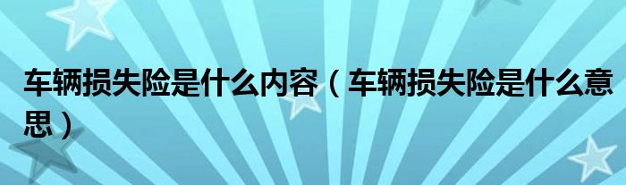 车辆损失险是什么内容（车辆损失险是什么意思）