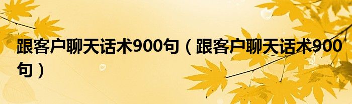 跟客户聊天话术900句（跟客户聊天话术900句）