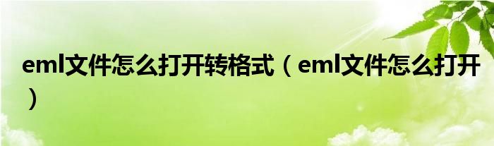 eml文件怎么打开转格式（eml文件怎么打开）