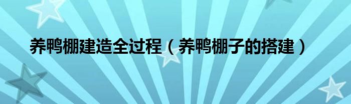 养鸭棚建造全过程（养鸭棚子的搭建）