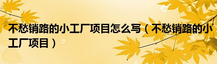 不愁销路的小工厂项目怎么写（不愁销路的小工厂项目）