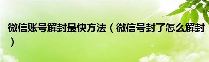 微信账号解封最快方法（微信号封了怎么解封）