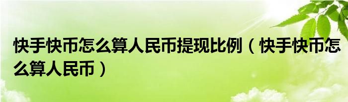 快手快币怎么算人民币提现比例（快手快币怎么算人民币）