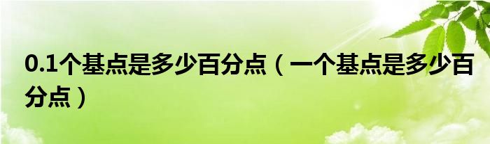 0.1个基点是多少百分点（一个基点是多少百分点）