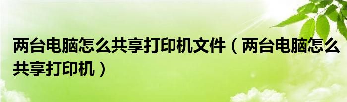 两台电脑怎么共享打印机文件（两台电脑怎么共享打印机）