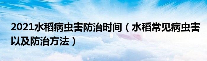 2021水稻病虫害防治时间（水稻常见病虫害以及防治方法）