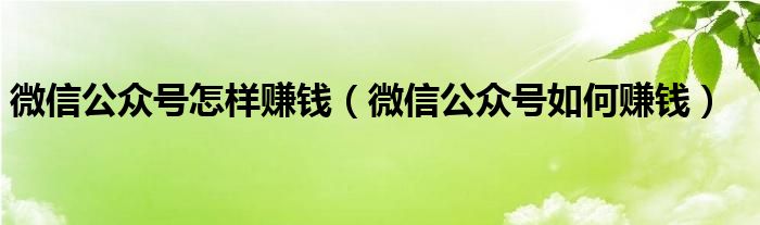 微信公众号怎样赚钱（微信公众号如何赚钱）