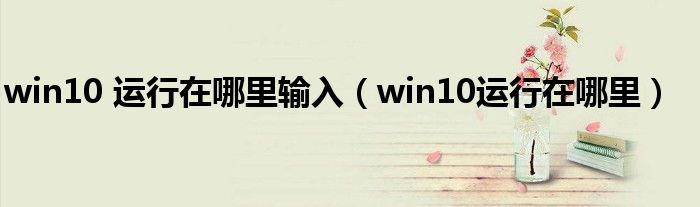 win10 运行在哪里输入（win10运行在哪里）