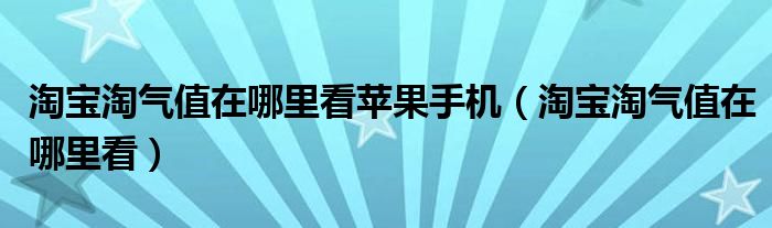 淘宝淘气值在哪里看苹果手机（淘宝淘气值在哪里看）