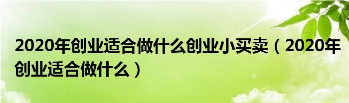 2020年创业适合做什么创业小买卖（2020年创业适合做什么）