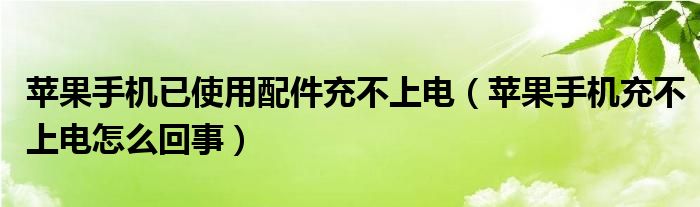 苹果手机已使用配件充不上电（苹果手机充不上电怎么回事）