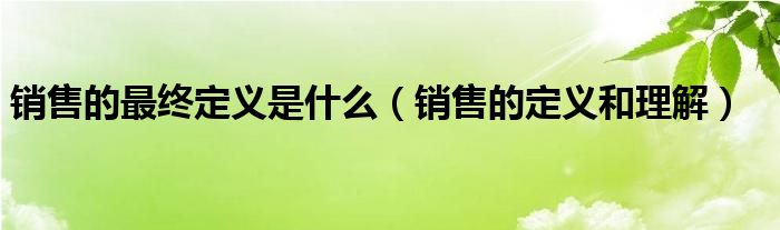 销售的最终定义是什么（销售的定义和理解）