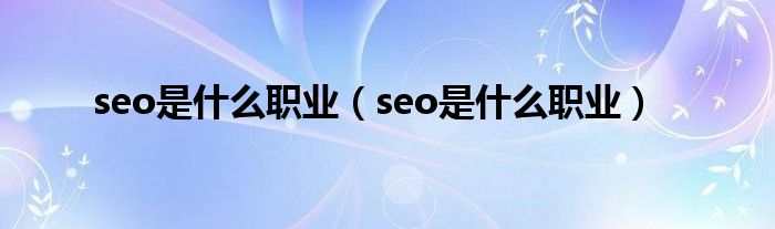 seo是什么职业（seo是什么职业）