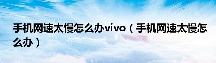 手机网速太慢怎么办vivo（手机网速太慢怎么办）