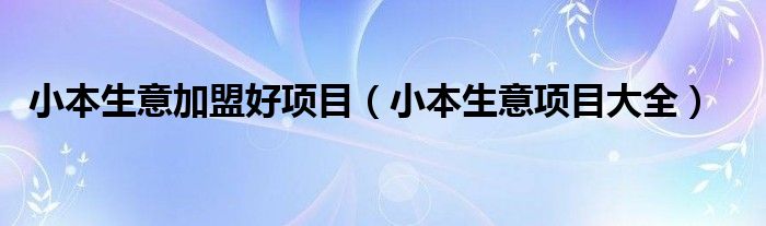 小本生意加盟好项目（小本生意项目大全）