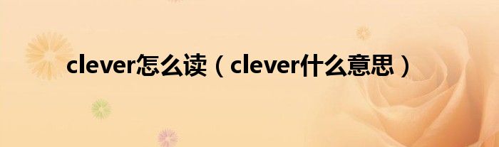 clever怎么读（clever什么意思）